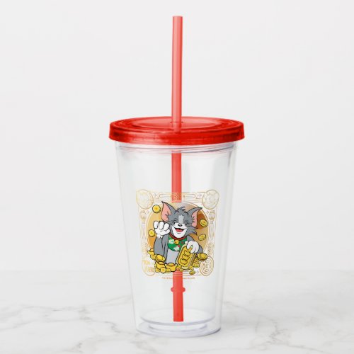 Lucky Cat Jerry With Gold Sycees Acrylic Tumbler