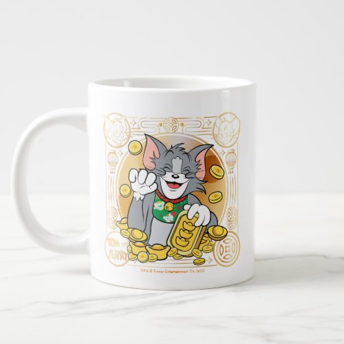 Lucky Cat Jerry With Gold Sycees Giant Coffee Mug