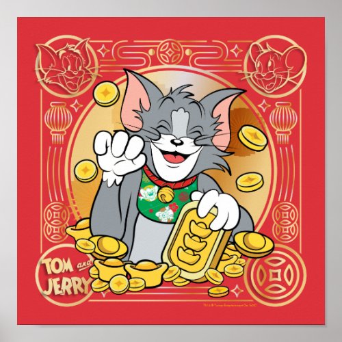 Lucky Cat Jerry With Gold Sycees Poster