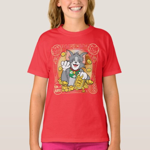 Lucky Cat Jerry With Gold Sycees T_Shirt