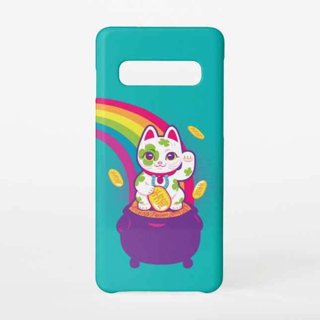 Lucky Cat Maneki Neko Good Luck Pot of Gold Samsung Galaxy Case (Back)