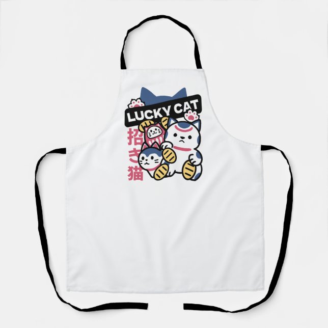 Lucky Cat Maneki Neko – Japanese Fortune Cat  Apron (Front)