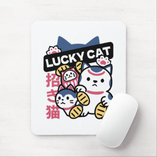 Lucky Cat Maneki Neko – Japanese Fortune Cat Mouse Pad