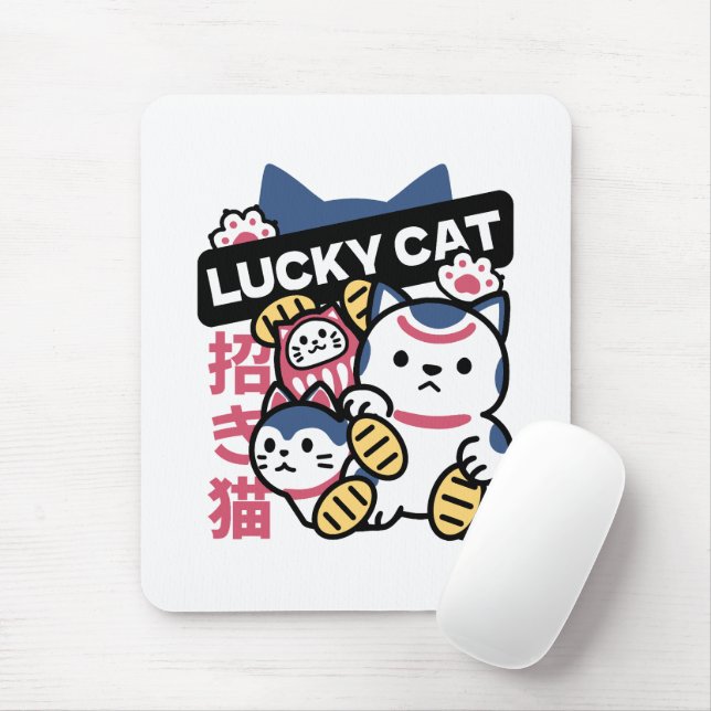Lucky Cat Maneki Neko – Japanese Fortune Cat  Mouse Pad (With Mouse)