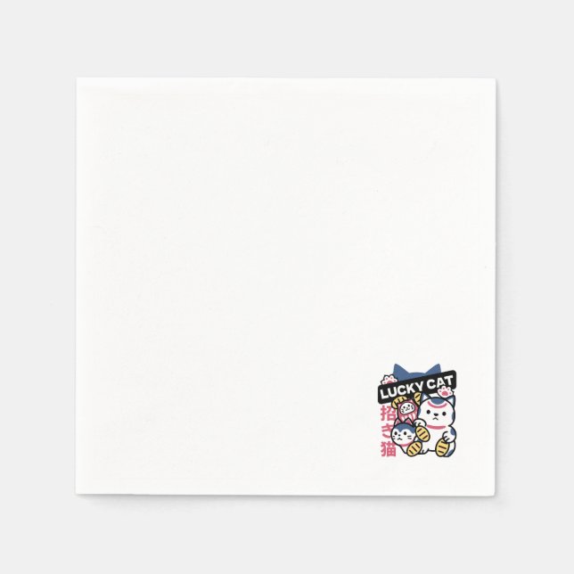 Lucky Cat Maneki Neko – Japanese Fortune Cat  Napkins (Front)