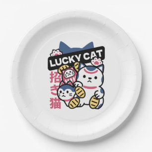 Lucky Cat Maneki Neko – Japanese Fortune Cat Paper Plates