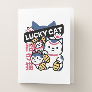 Lucky Cat Maneki Neko – Japanese Fortune Cat  Pocket Folder
