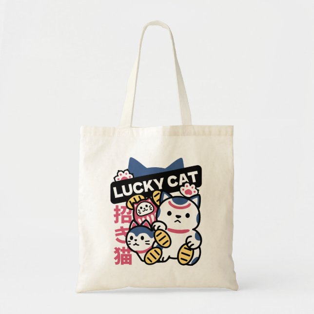 Lucky Cat Maneki Neko – Japanese Fortune Cat  Tote Bag (Front)