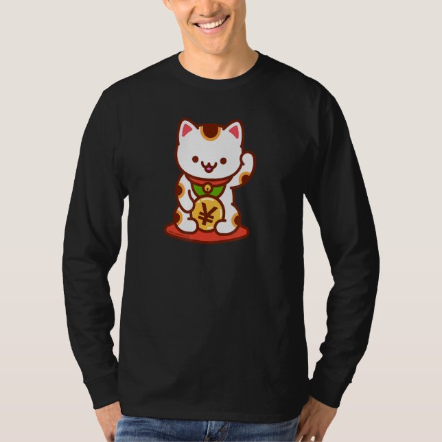 Lucky Cat  MANEKI-NEKO - Japanese Yen T-Shirt (Front)