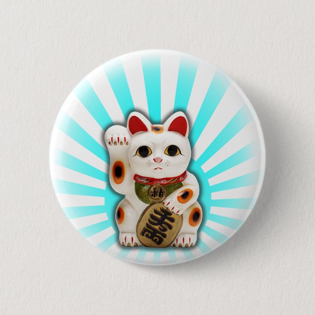 Lucky Cat (Maneki-neko) Pinback Button (Front)