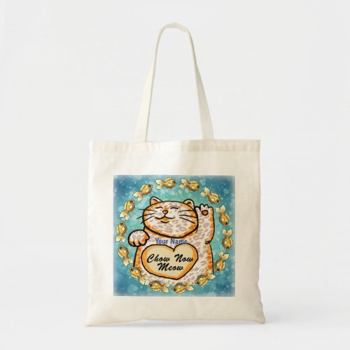 Lucky Cat Meow custom name Tote Bag