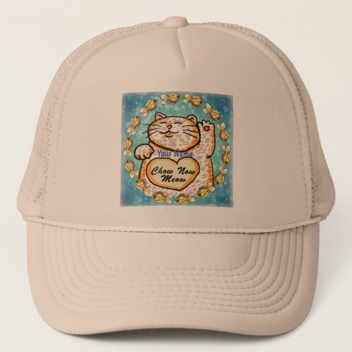 Lucky Cat Meow custom name Trucker Hat