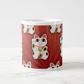 Lucky Cat Pattern Fortune Pet White Kitty Art