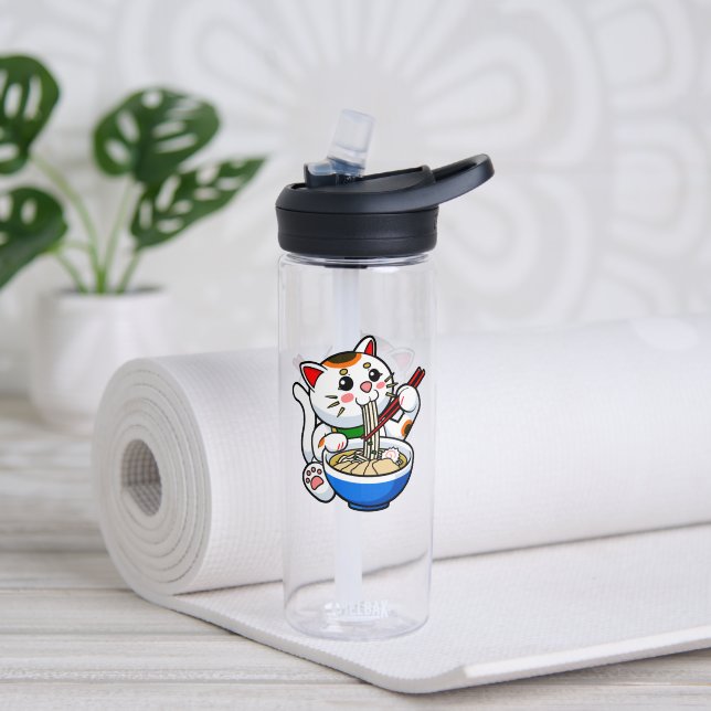 Lucky Cat Ramen Water Bottle (Yoga (Rotated))