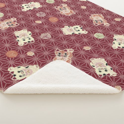 Lucky Cat Sherpa_backed Blanket