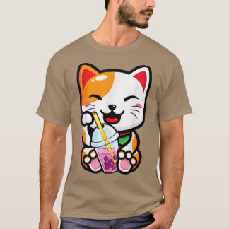 Lucky Cat Shirt Cat Boba Tea Bubble Tea Anime Kawa