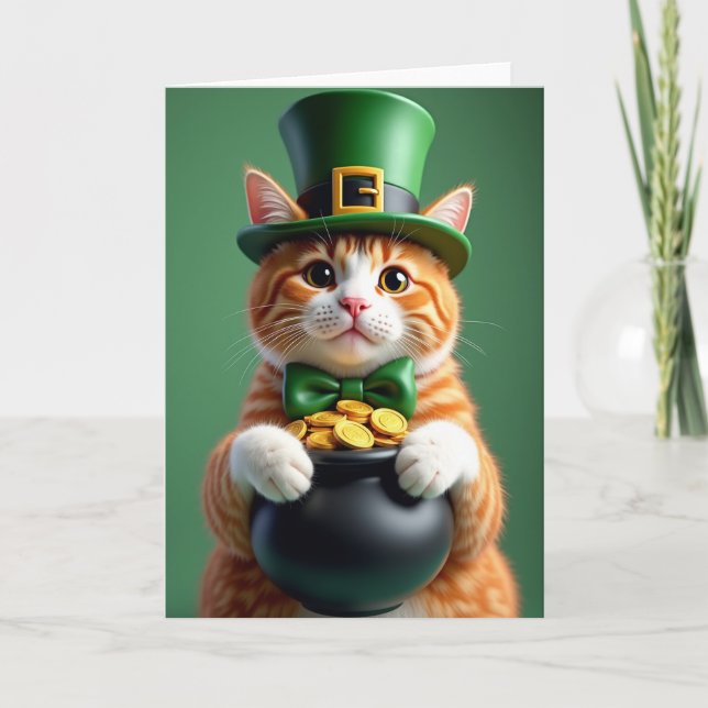Lucky Cat St Patricks Day Card (Front)