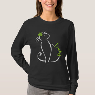 Lucky Cat St Patricks Day Cute Irish Kitten Shamro T-Shirt