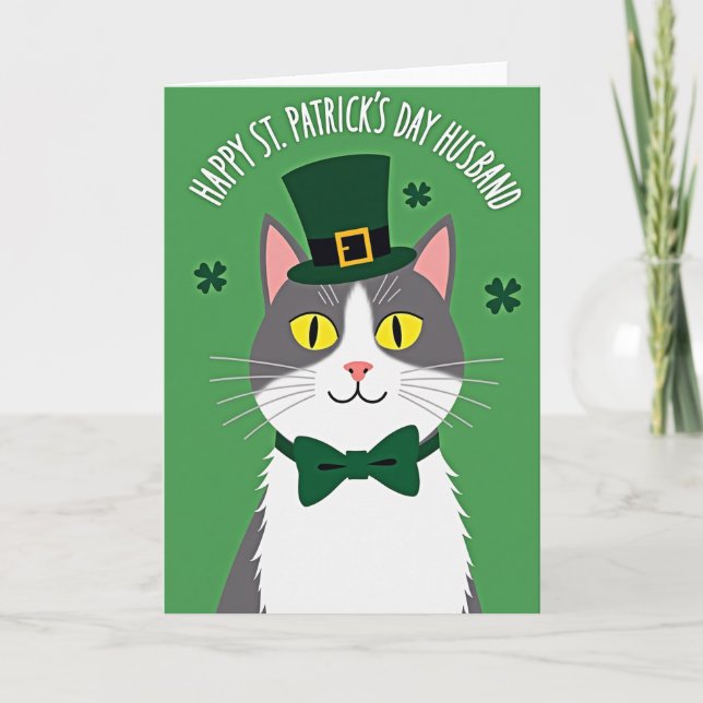 Lucky Cat St Patricks Day Husband Card (Front)