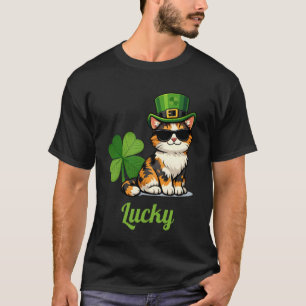 Lucky Cat St Patricks Day Leprechaun Calico T-Shirt