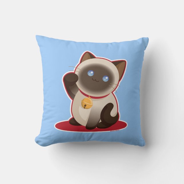 Lucky Cat Throw Pillow (Front)