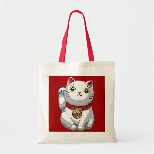 Japanese Lucky Cat  Tote  Bags  Zazzle