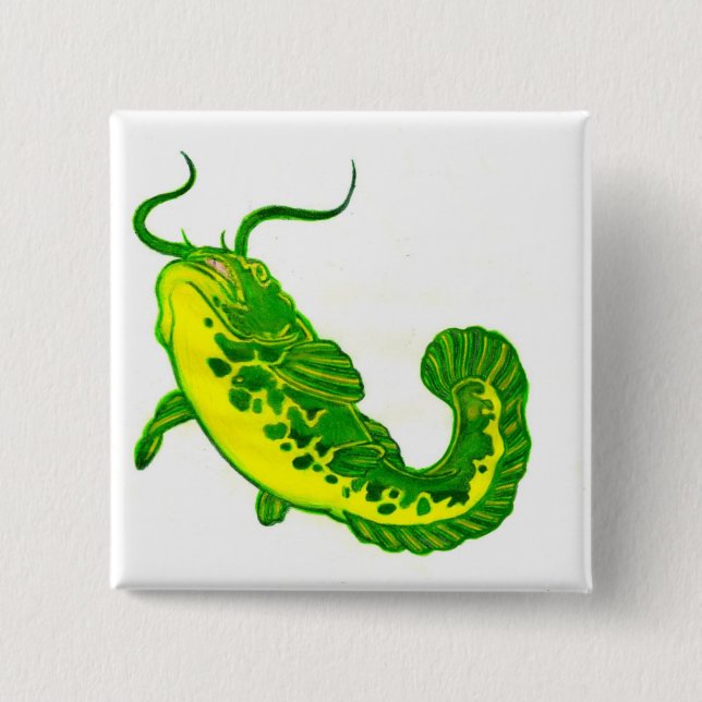 Lucky Catfish Pinback Button (Front)