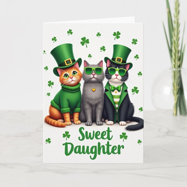Lucky Cats Daughter St Patricks Card (Front)