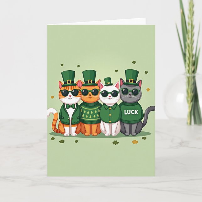Lucky Cats Pattern Green Card (Front)