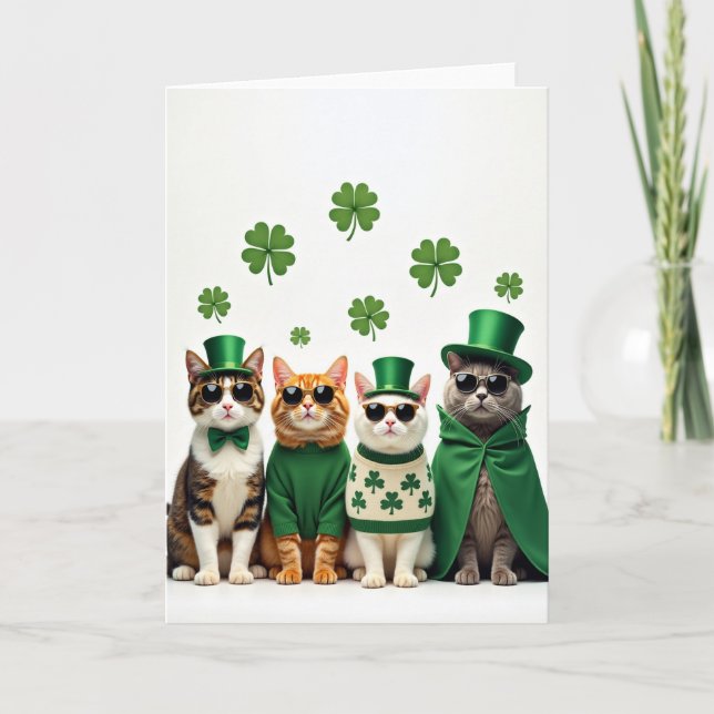 Lucky Cats St Patricks Day Card (Front)