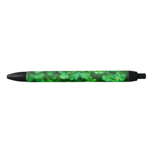 Lucky Celtic Irish Green Shamrocks Black Ink Pen