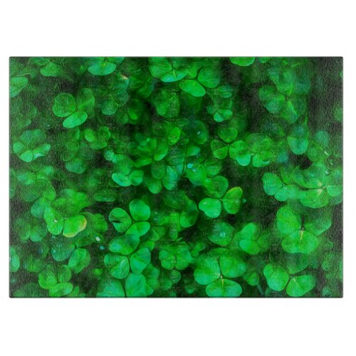 Lucky Celtic Irish Green Shamrocks Cutting Board