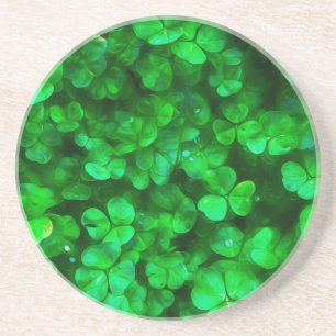 Lucky Celtic Irish Green Shamrocks Drink Coaster
