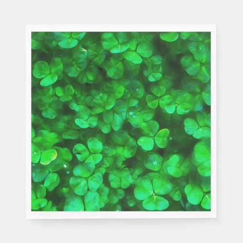 Lucky Celtic Irish Green Shamrocks Paper Napkins