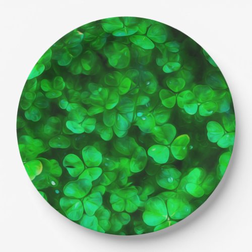 Lucky Celtic Irish Green Shamrocks Paper Plates