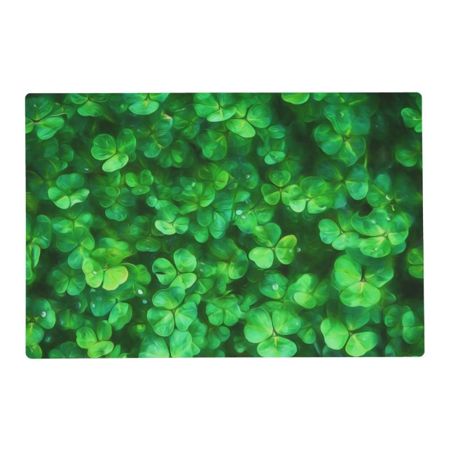 Lucky Celtic Irish Green Shamrocks Placemat (Front)
