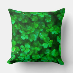 Lucky Celtic Irish Green Shamrocks Throw Pillow