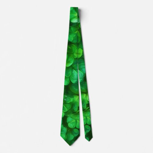 Lucky Celtic Irish Green Shamrocks Tie