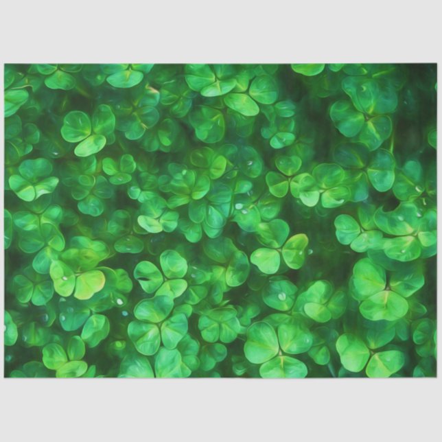 Lucky Celtic Irish Green Shamrocks Tissue Paper (Front)