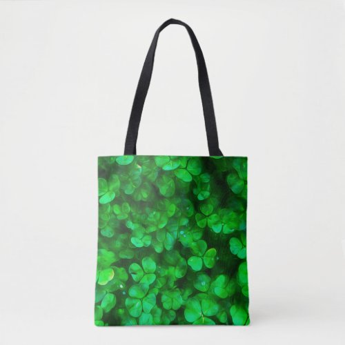 Lucky Celtic Irish Green Shamrocks Tote Bag