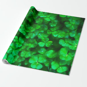 Lucky Celtic Irish Green Shamrocks Wrapping Paper