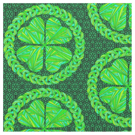 Lucky Celtic Shamrock Four Leaf Clover Green Fabric