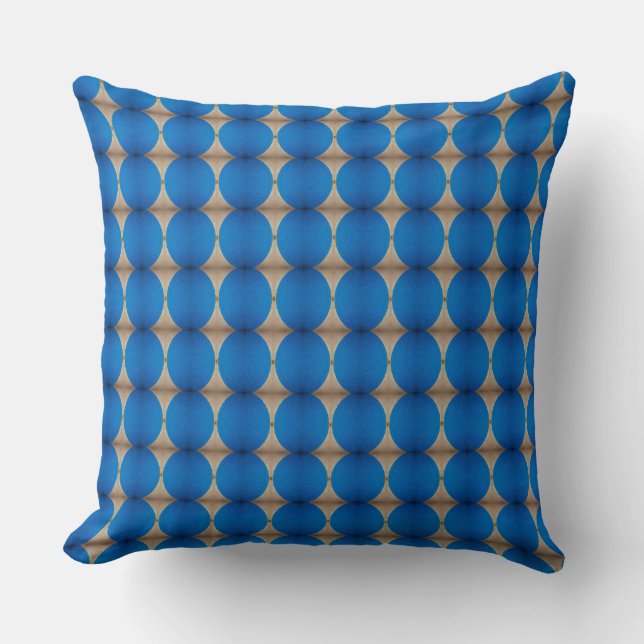 Lucky Chain of Blue Chips over Brown Panel Throw Pillow (Front)