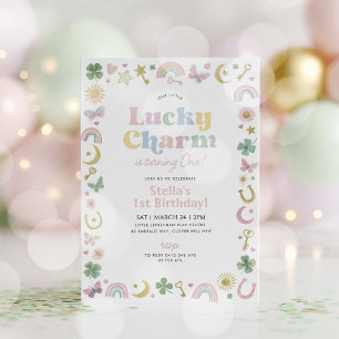 Lucky Charm 1st Birthday St Patricks Day Rainbow Invitation