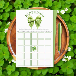 Lucky charm and bow baby shower Baby Bingo game Flyer