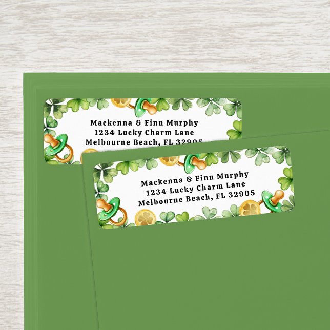 Lucky Charm Baby Shower Address Label (Return Address Label - Irish Baby Shower Theme)