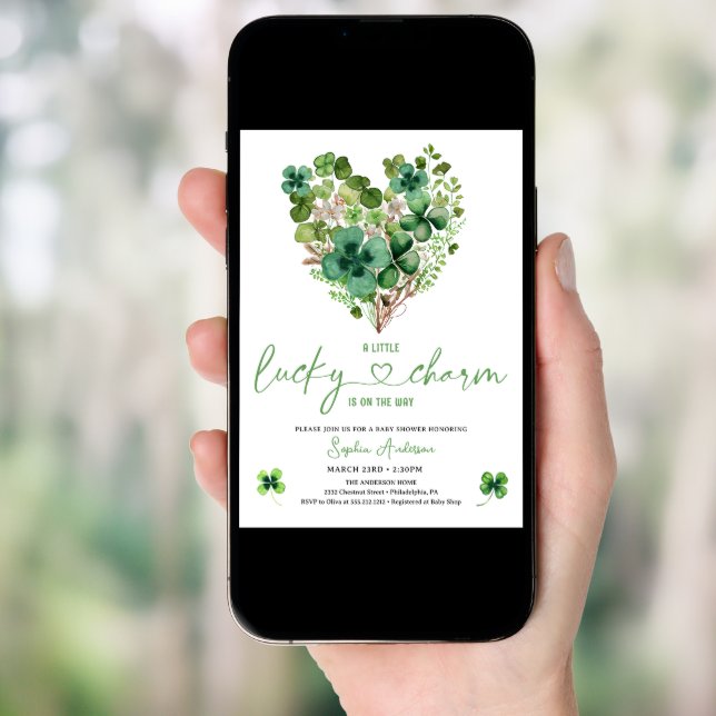 Lucky Charm Baby Shower Shamrock Clover Invitation (Front Digital)