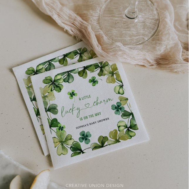 Lucky Charm Baby Shower Shamrock Clover Napkins (Creator Uploaded)