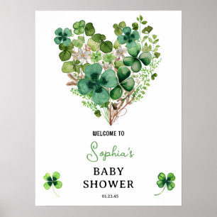 Lucky Charm Baby Shower Shamrock Clover Poster