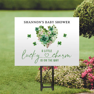 Lucky Charm Baby Shower Shamrock Clover Yard Sign